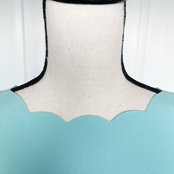 Loft 00P Baby Blue Scalloped Sleeveless Knee Length Dress - Picture 5 of 12